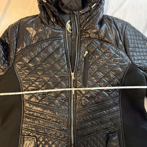 Women’s Michael Kors Puffer Jacket Bubble Moto Coat, Black, Hooded - Picture 3 of 6